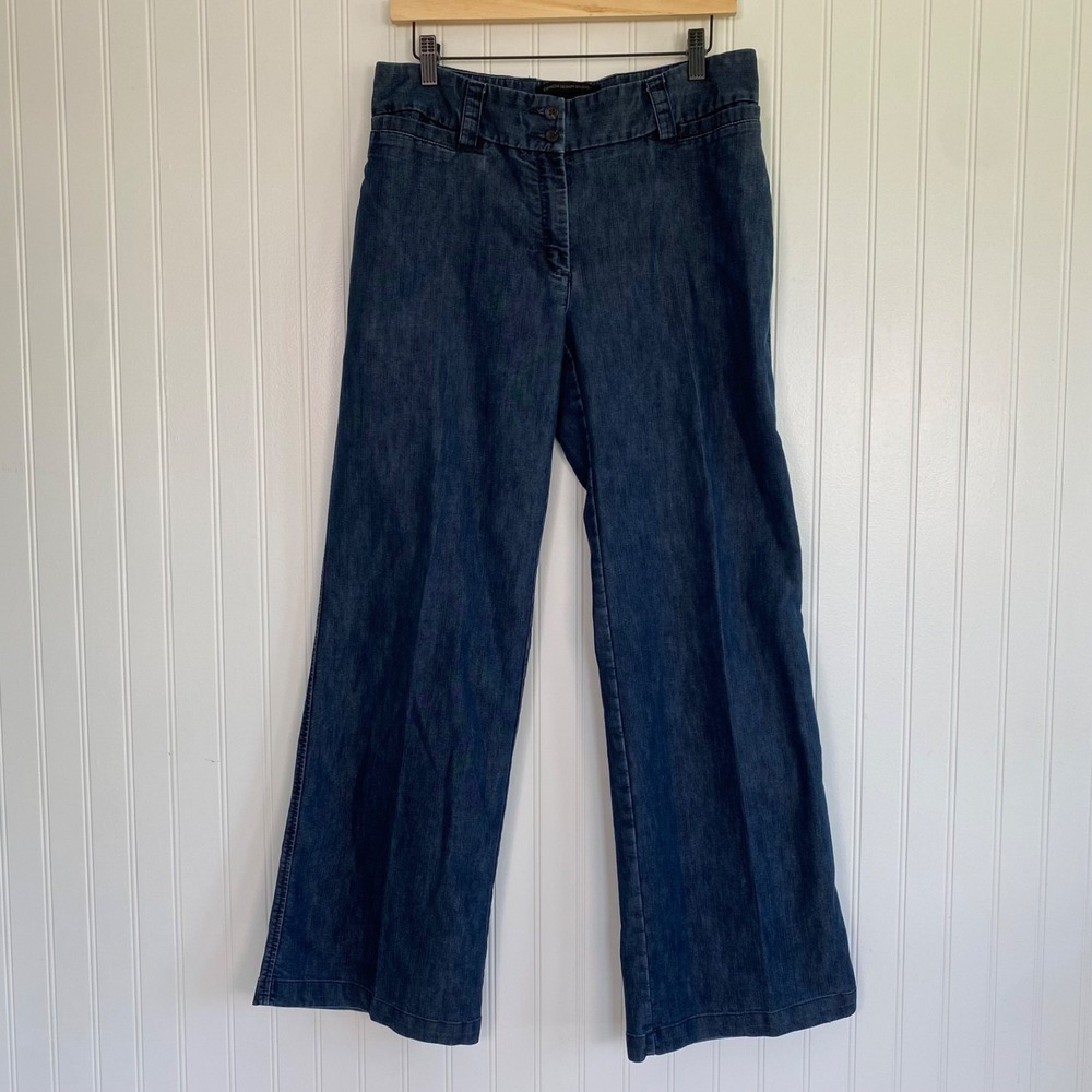 Vintage Express Women Correspondent Wide Leg Denim Trousers Size 10 Office Siren